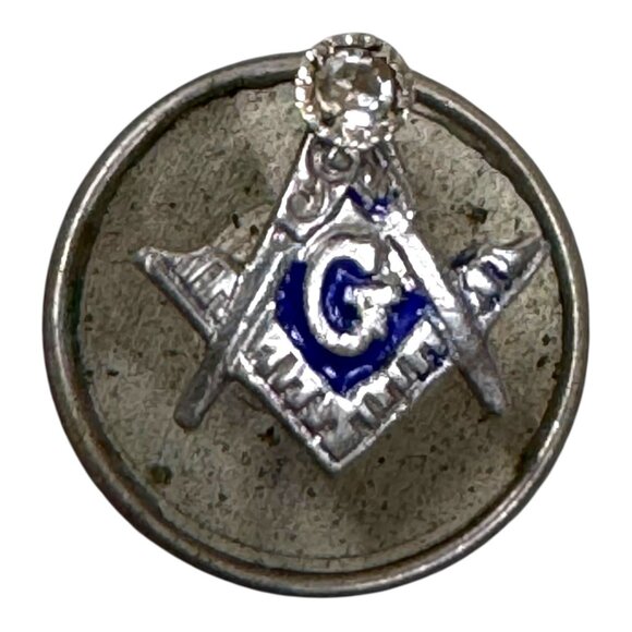 White Gold Master Free Mason Blue G Lodge Men's Lapel Pin 10k Diamond Masonic - Picture 1 of 6